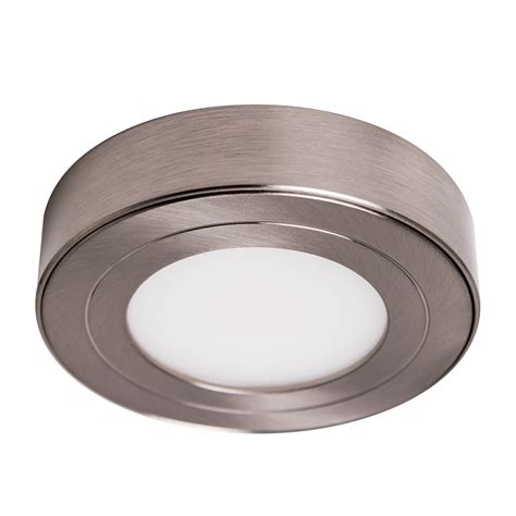 brushed steel under cabinet lighting|PureVue Dimmable LED Puck Light – Armacost Lighting.